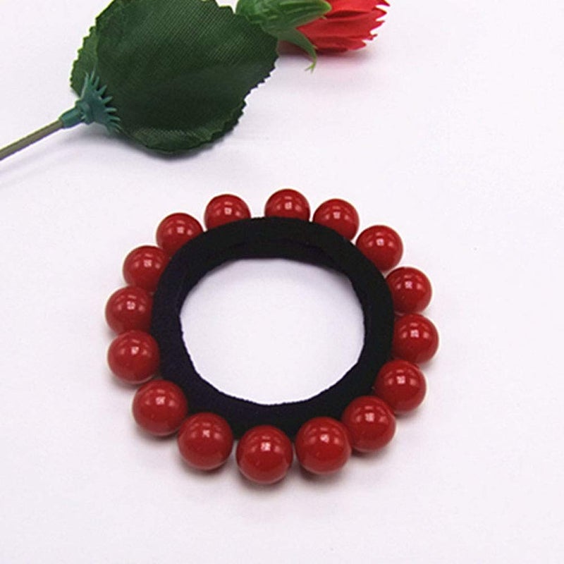 Suoirblss 10 Pcs Women Polychromatic Imitation Pearl Elastic Hair Bands Cotton Stretch Hair Ties Ponytail Girl Headbands Hair Ropes Hair Accessories - Image 4